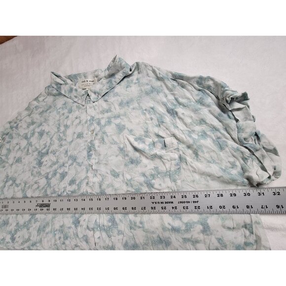 Cloth & Stone Womens Button-Up Long Sleeve Blouse 3X Blue Tie-Dye 100% Rayon - Picture 7 of 8